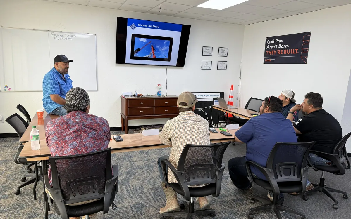 Students in the Prime Lift Rigging Academy classroom