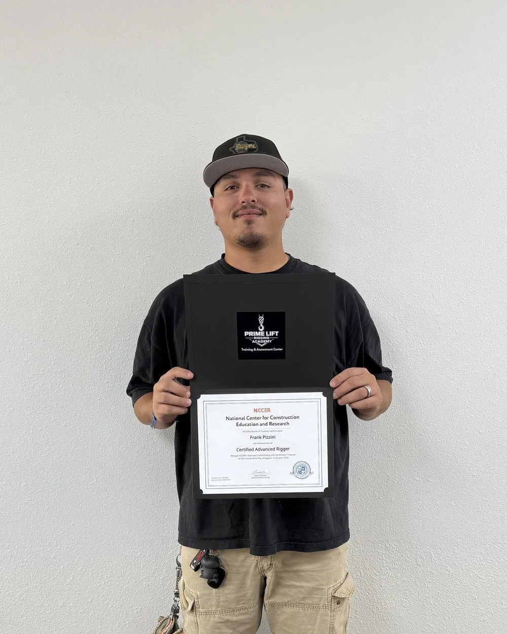 Frank P. with his NCCER Certified Advanced Rigger certificate